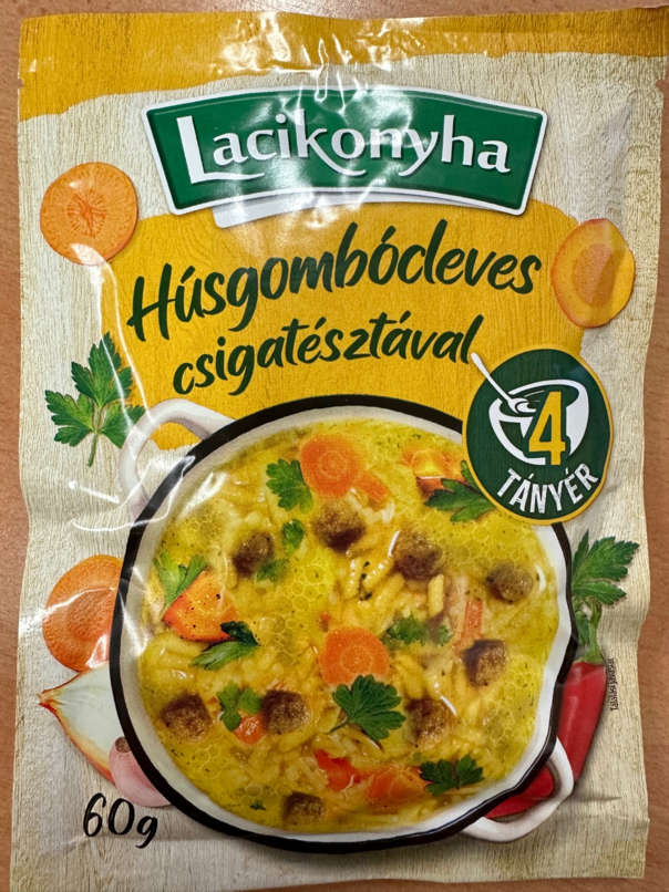 Lacikonyha Húsgombócleves csigatésztával 60 g /4 tányér/