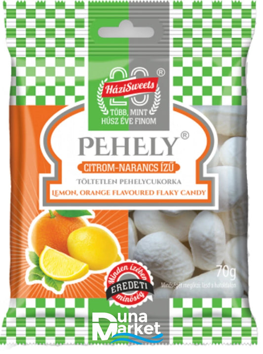 HáziSweets 70g PEHELY Citrom-Narancs ízű töltetlen pehelycukorka