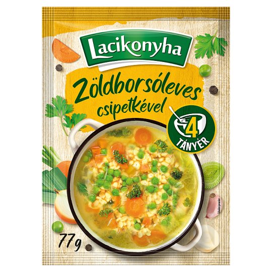 Lacikonyha Zöldborsóleves csipetkével 77g /4 tányér/