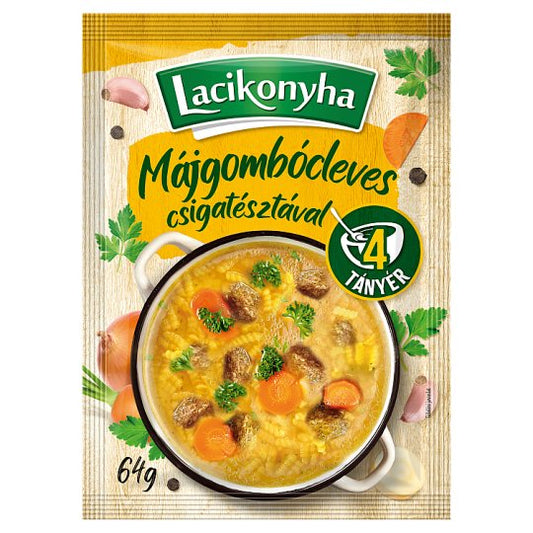 Lacikonyha Májgombócleves csigatésztával 64g /4 tányér/